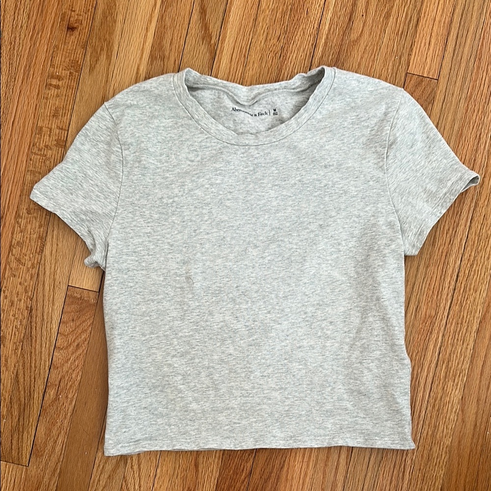 Abercrombie & Fitch Gray Crop Fitted Tee